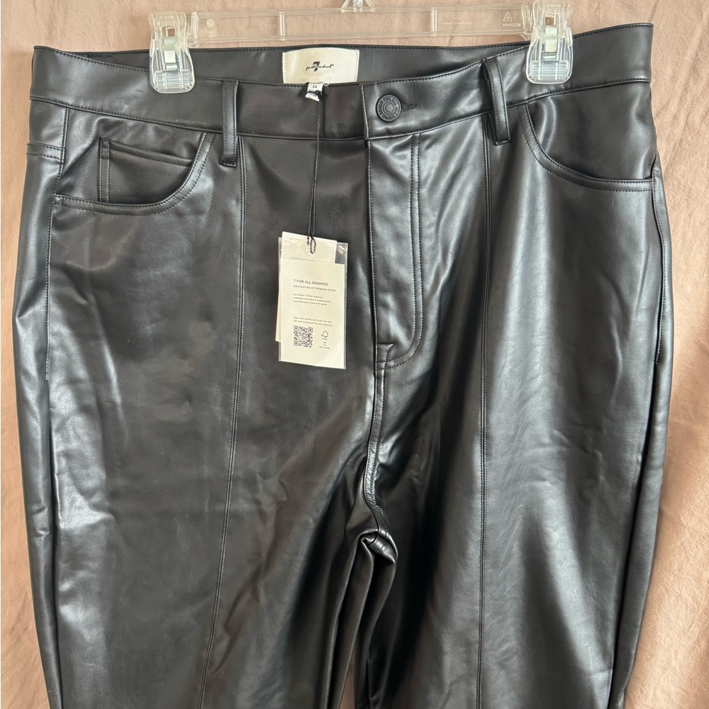 7 For All Mankind Faux Leather Womens 34 Slim Kick Flare Y2K concert grunge arts - Picture 11 of 12